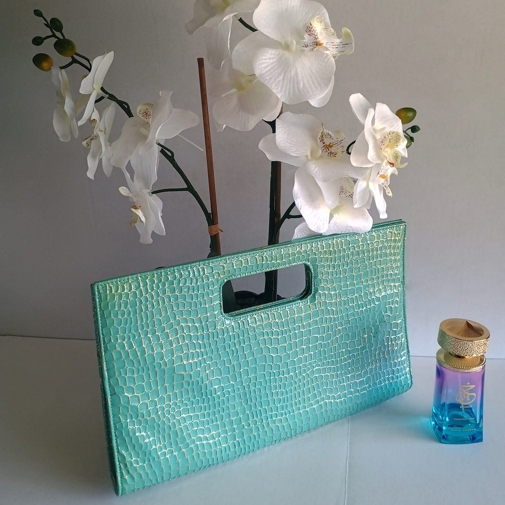 Stylish Aqua Textured Clutch